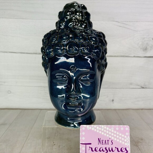 Meditative Buddha Head Glossy Blue Turquoise 10